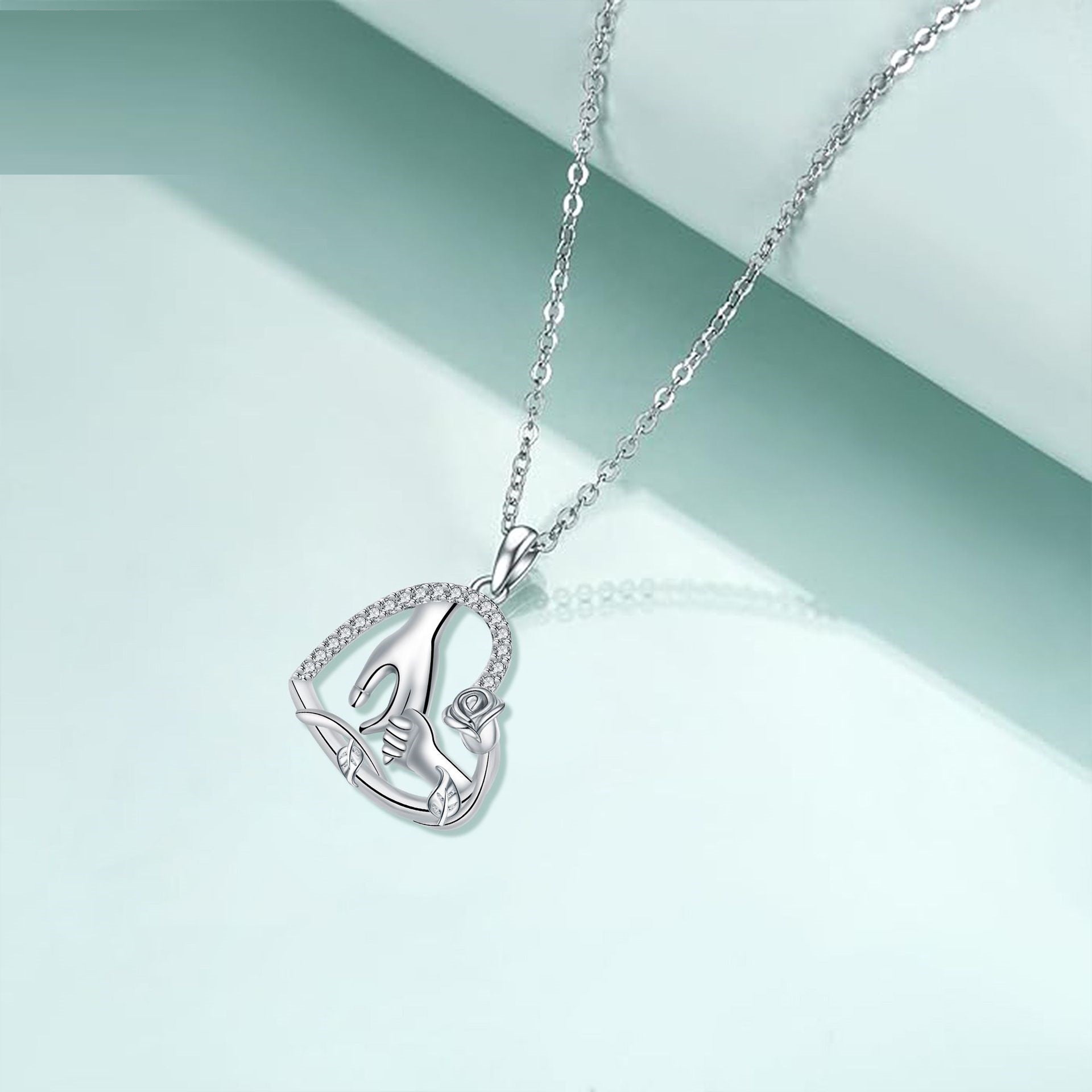 Heart-shaped Mother's Day Gift Big Hand Pull Hand Necklace