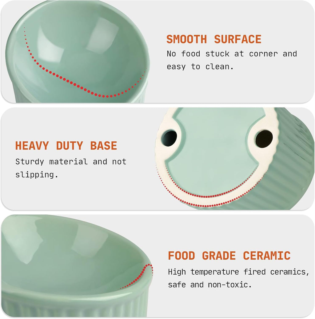 Elevated Cat Bowls Raised Cat Bowl For Indoor Cats Tilted Ceramic Elevated Food Or Water Bowls Anti Vomit Whisker Friendly Bowls Round Shape