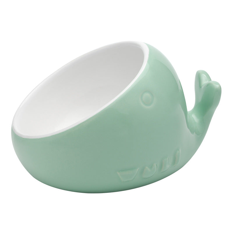 Ceramic pet bowl oblique mouth cat bowl