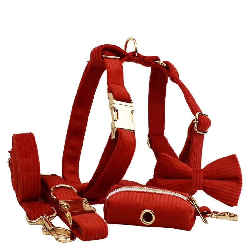 Corduroy Pet Collar Traction Rope