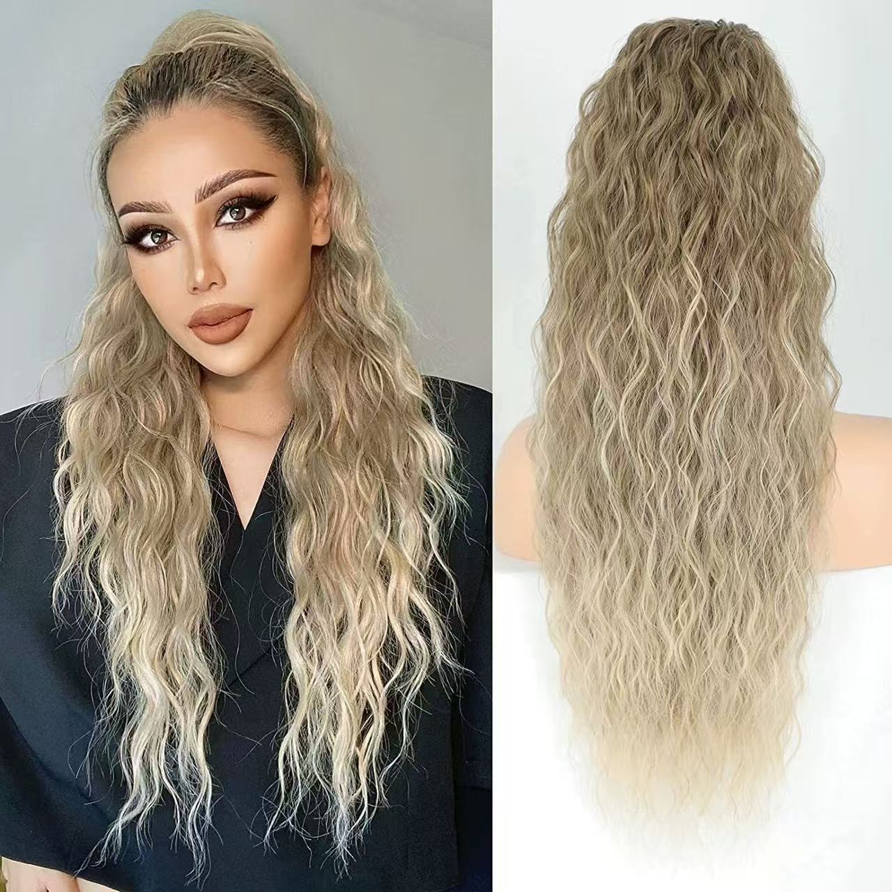 Grip Ponytail Fluffy Long Curly Hair Horse Tail Wig