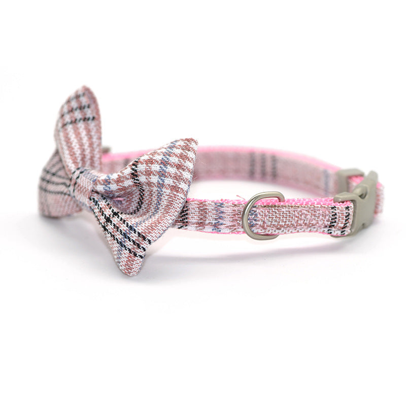 Cotton plaid pet leash collar with snack bag