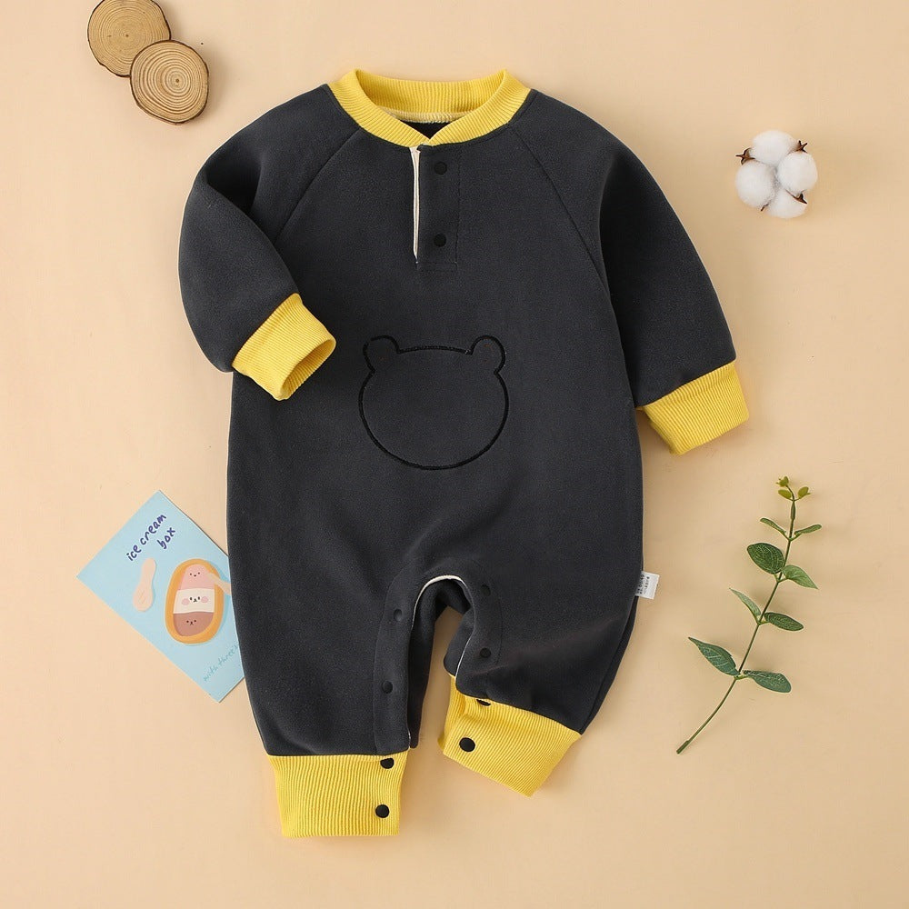Spring, Autumn, Winter Olympics Beneficial Fleece Baby Warm Fleece-Lined Thick Outerwear Romper