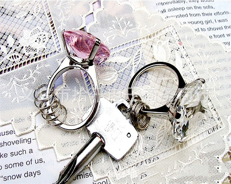 Creative Crystal Pendant Keychain European Wedding Reward Small Gift Valentine's Day Gift Diamond Ring Keychain