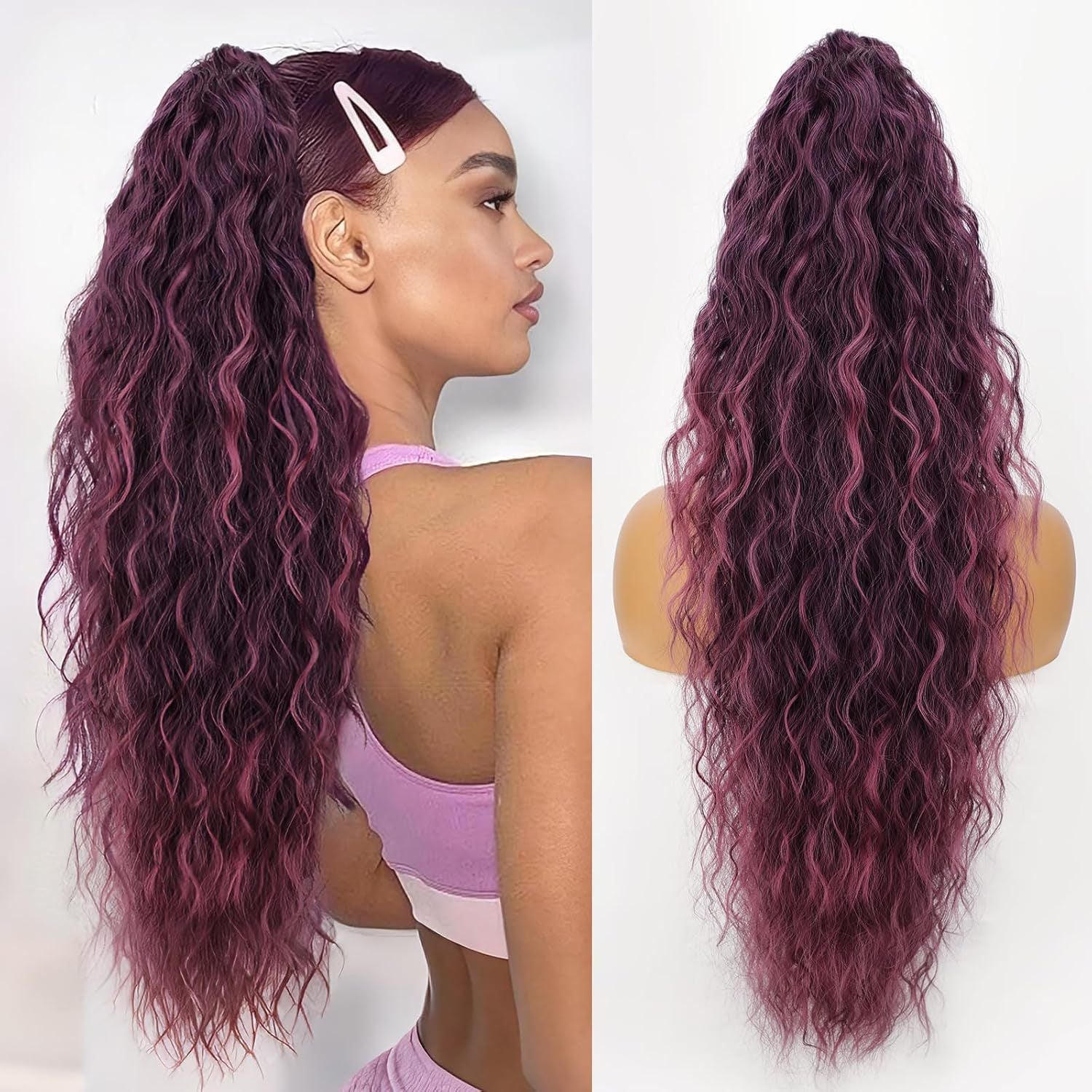 Grip Ponytail Fluffy Long Curly Hair Horse Tail Wig