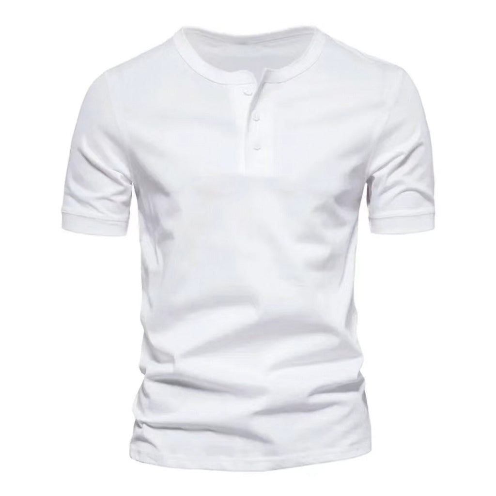 Mens Casual Crew-Neck Short-Sleeve Solid-Color T-Shirt