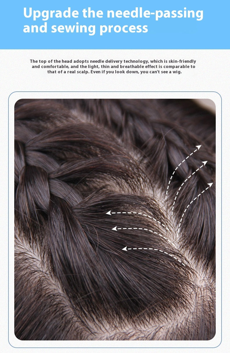 Wig Female All Real Hair Natural & Fluffy Short Straight