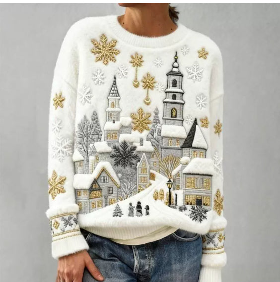 3D Digital Print Pattern Christmas Women's Flannel Sweatshirt