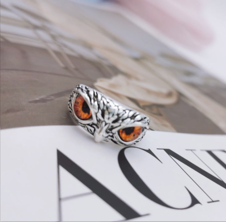 Fashion Vintage Demon Eye Owl Ring For Women  Retro Animal Ring Silver Color Jewelry