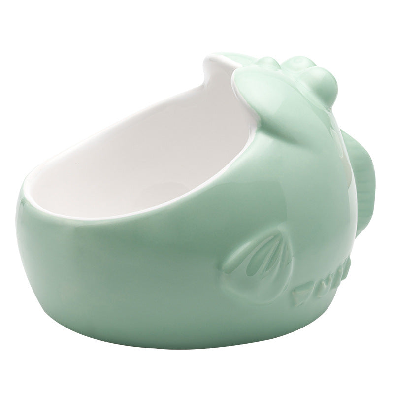 Ceramic pet bowl oblique mouth cat bowl