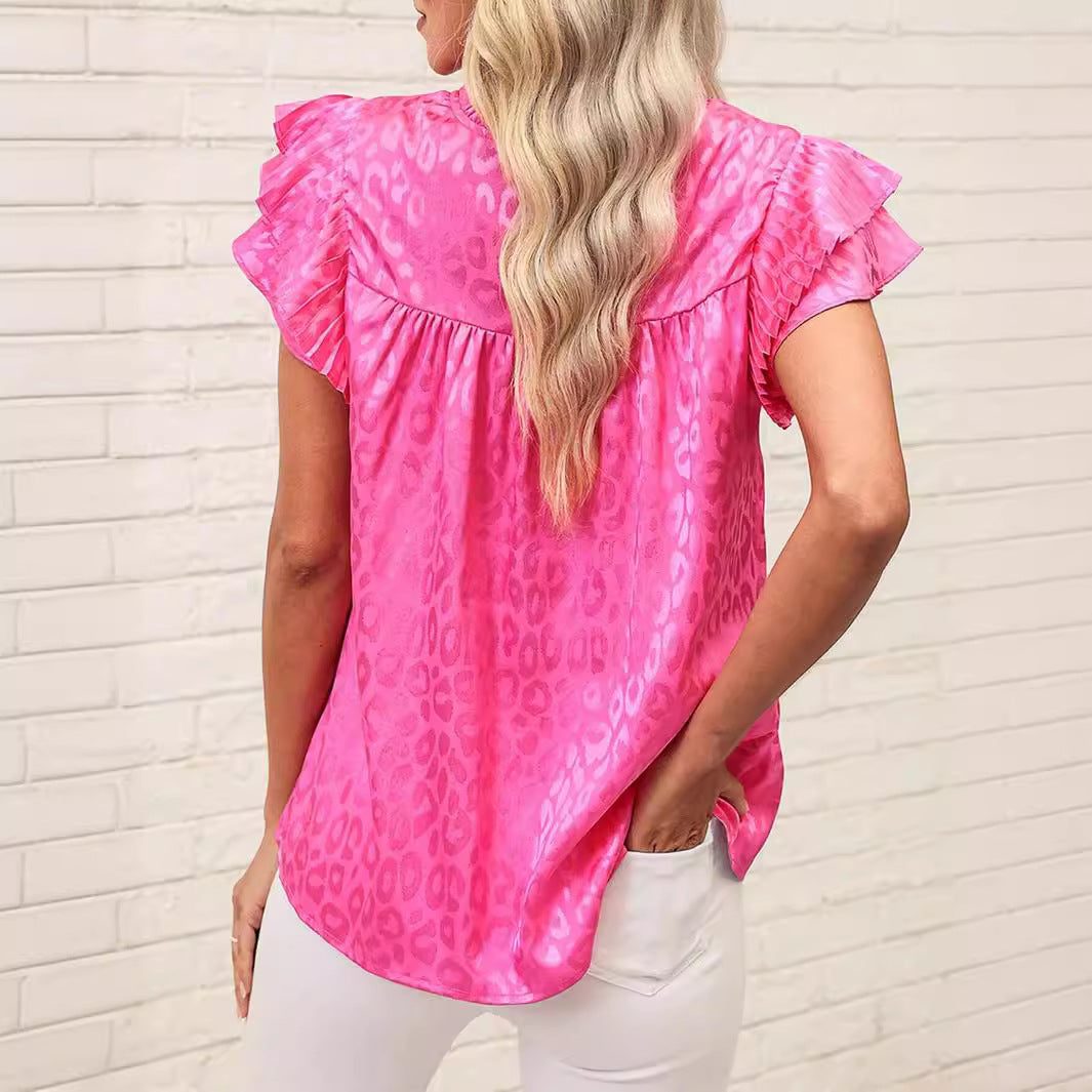 Fashionable And Versatile Women's Top With Ruffle Hem