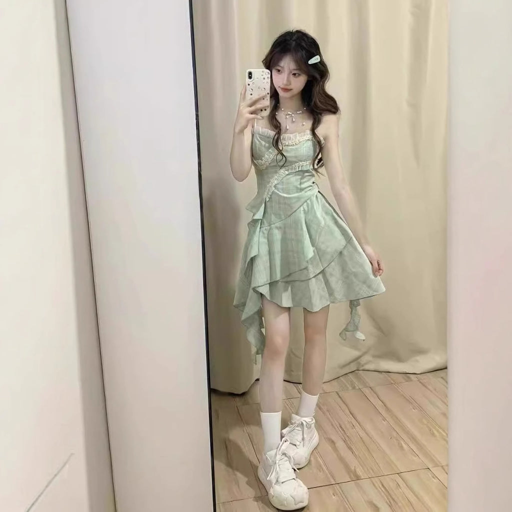 Ruffledstrap Sundress Short Skirt