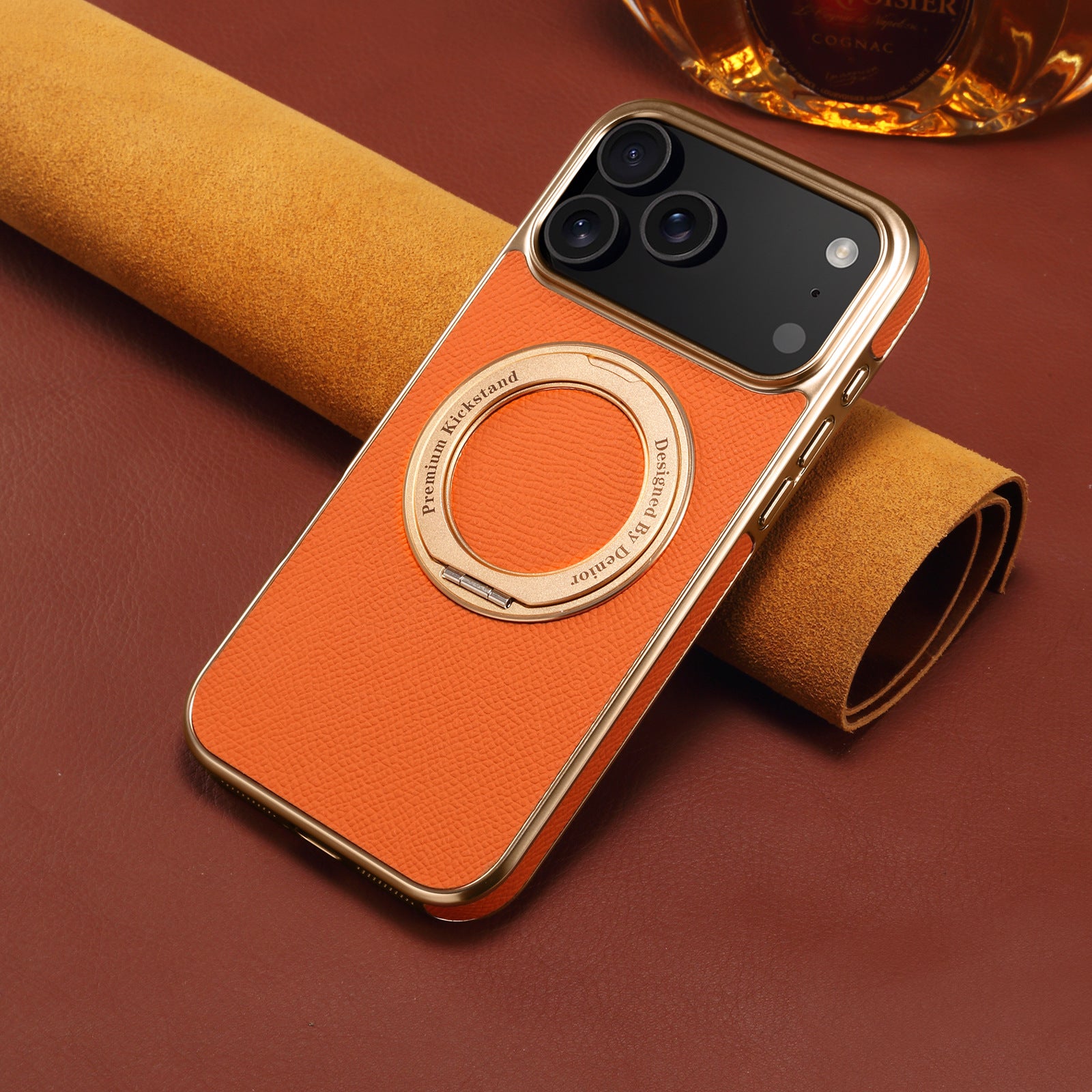 Denior Genuine Leather Electroplating Magnetic Phone Case