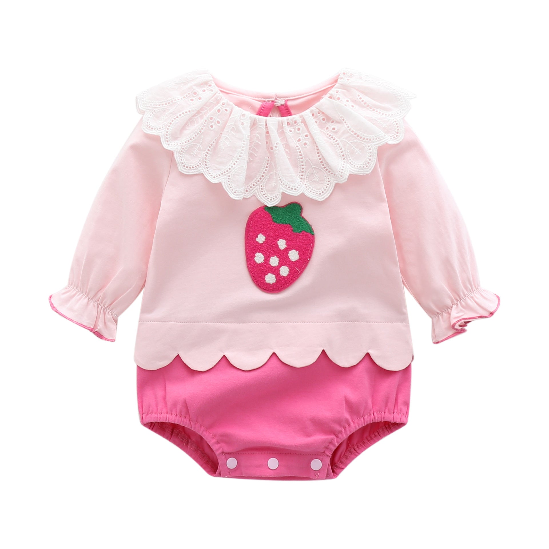 Girls' Strawberry Long-Sleeve Romper For Babies