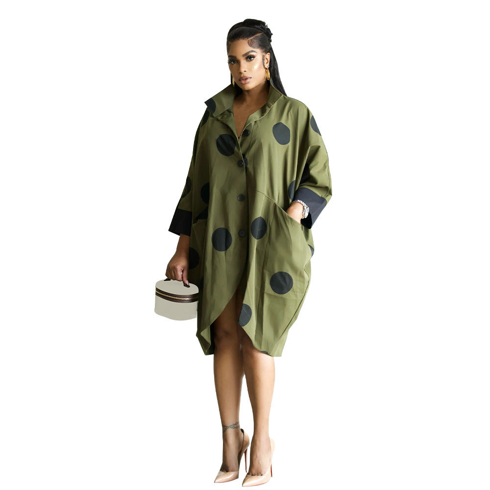 Women's Digital-print Cropped-sleeve Shirt Dress With Pockets