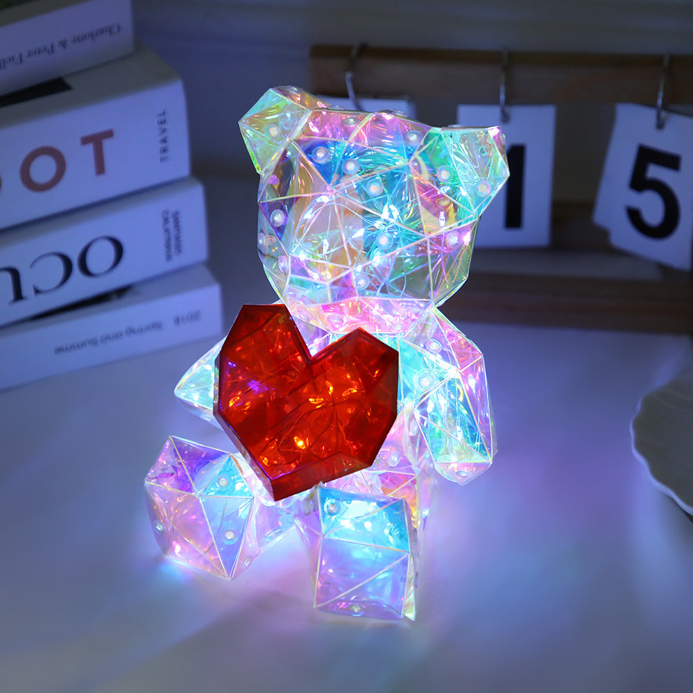 Laser Cross-border Colorful Bear Birthday Gift Diy Decoration Valentine's Day Gift Bear Night Light