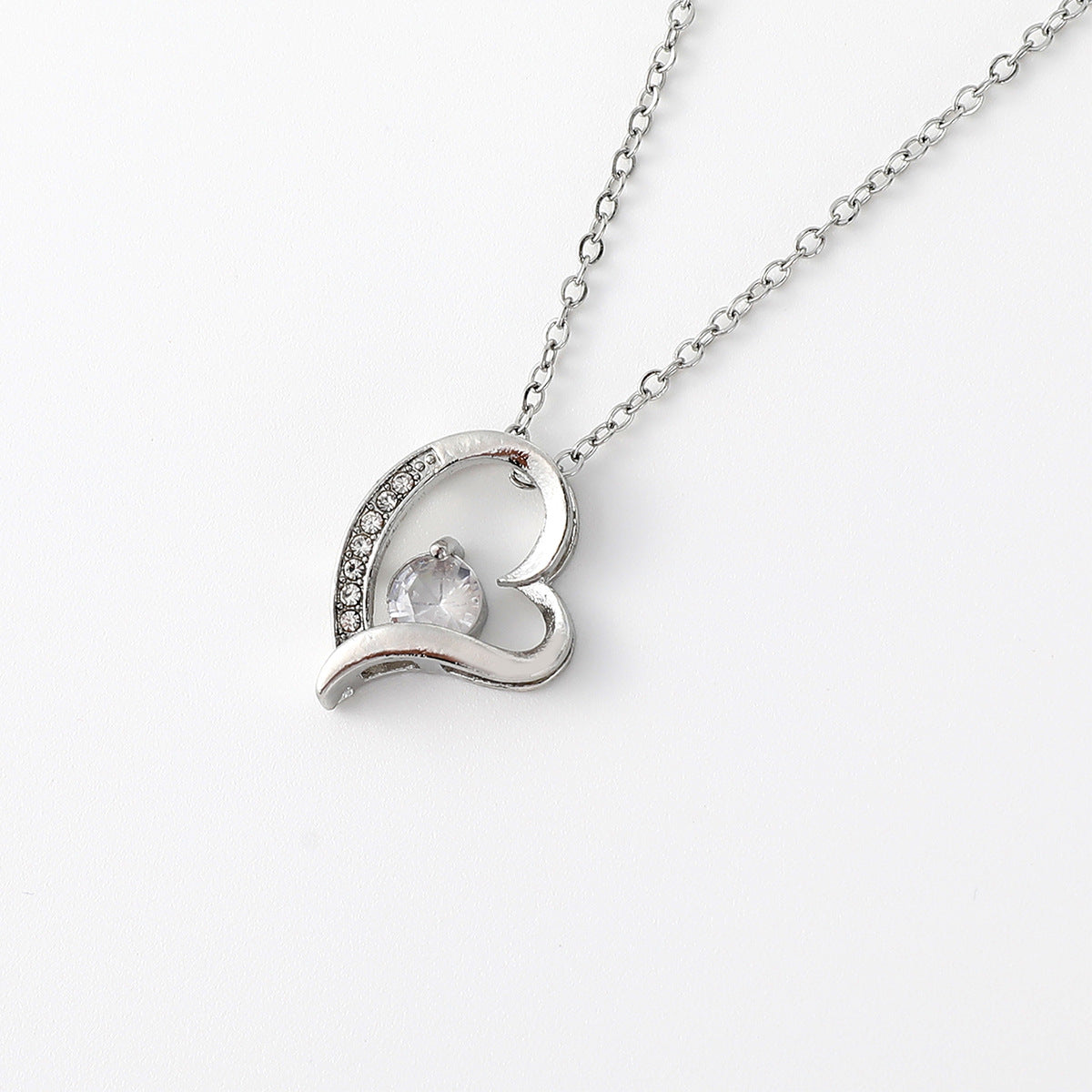 Hollow Jeweled Love Necklace Special-interest Design Mother's Day Gift