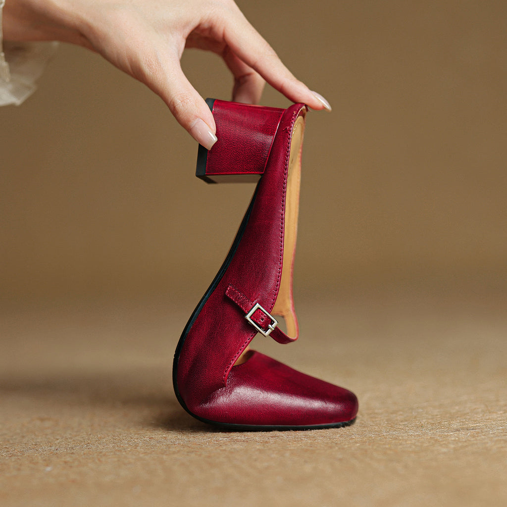 Retro Chunky Heel Peep-toe Slingback French Single-strap Slip-on Mid-heel Sandals