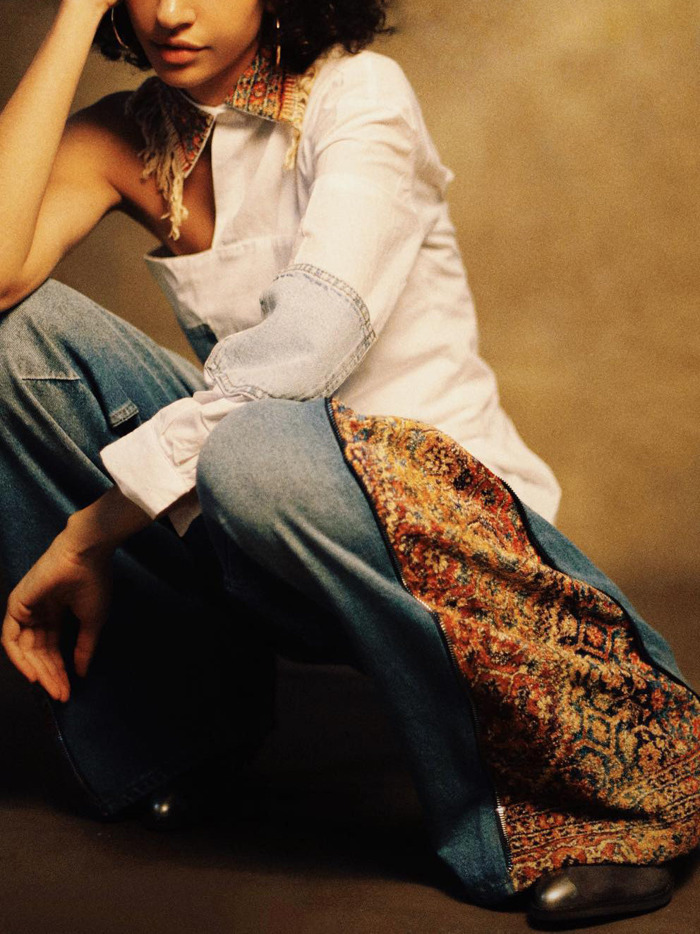 Vintage Zipper Pattern Jeans