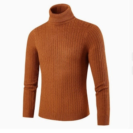 Slim-fit Men's Knitted Turtleneck Solid Color Sweater