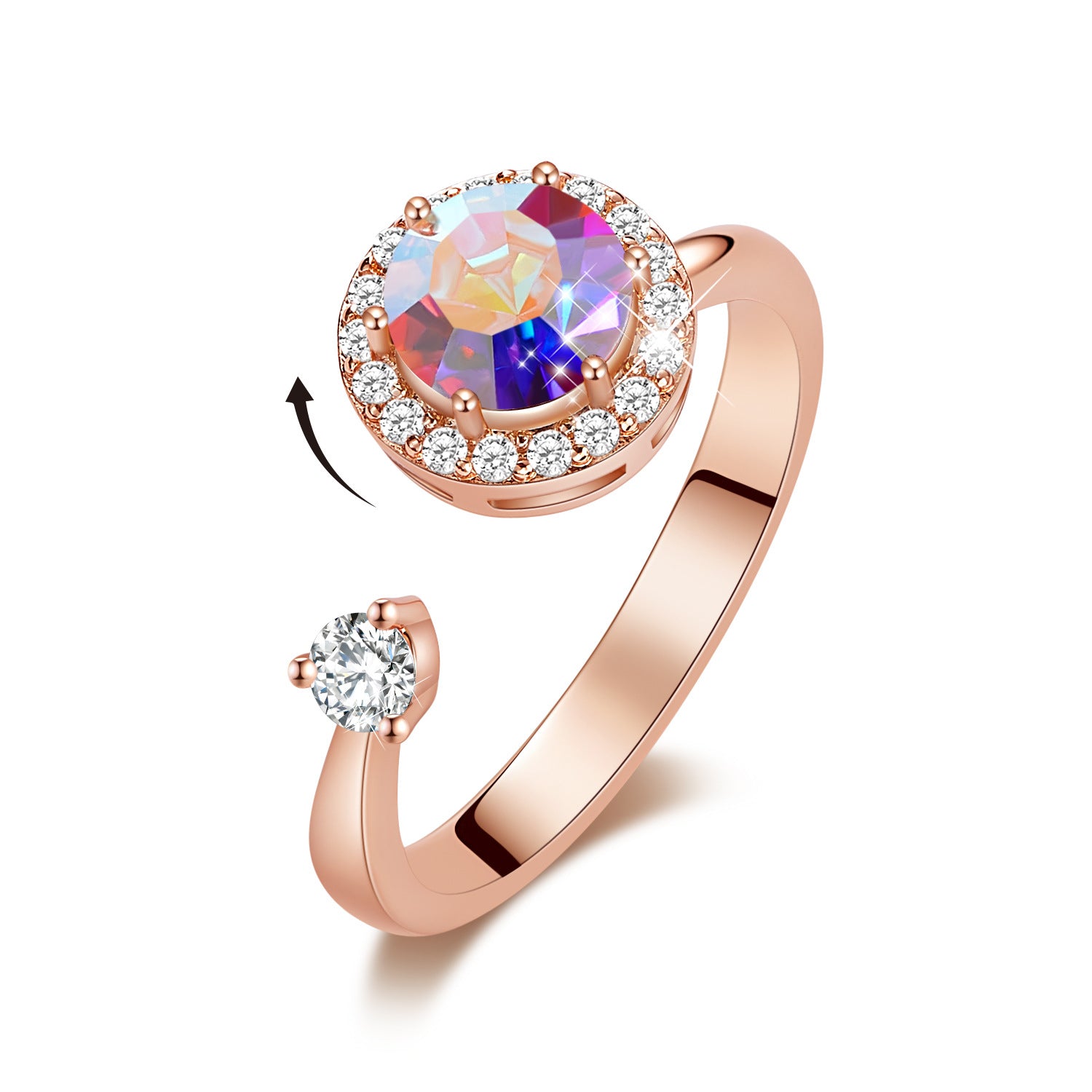 Europe and the United States new personality rotating ring female crystal ring