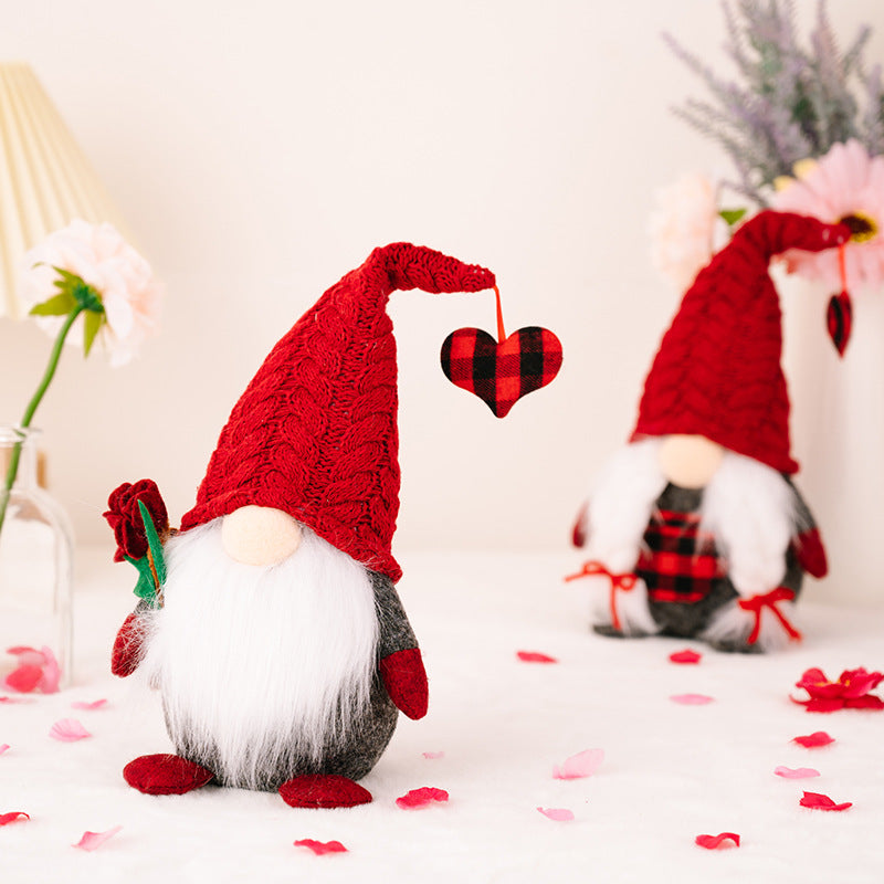 New Valentine's Day Gift Red Knitted Hat Rudolph Doll Ornament