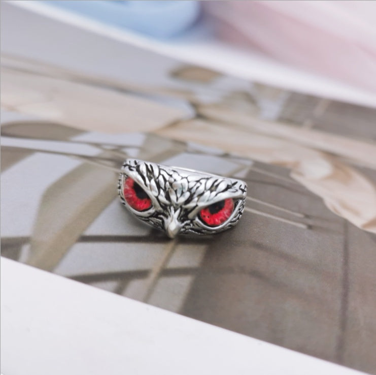Fashion Vintage Demon Eye Owl Ring For Women  Retro Animal Ring Silver Color Jewelry