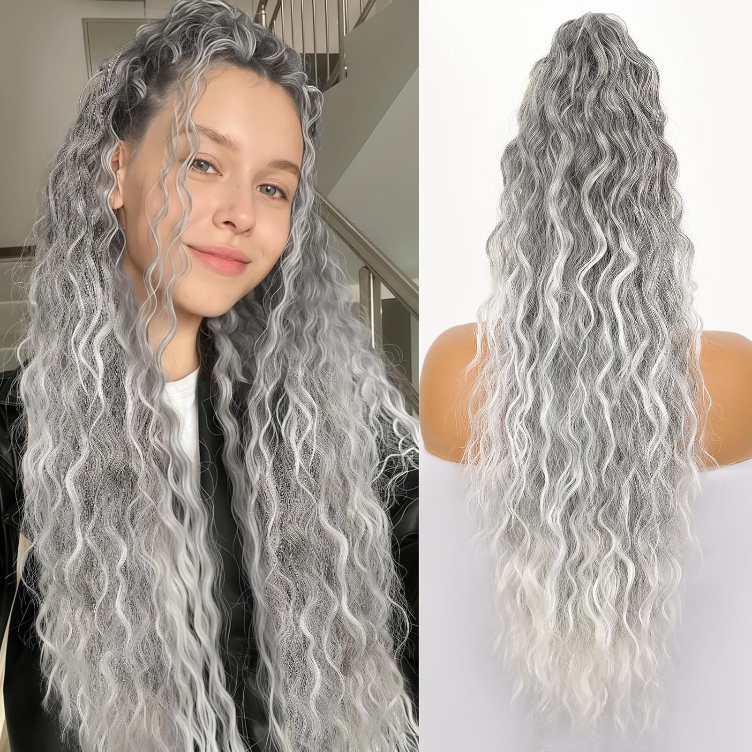 Grip Ponytail Fluffy Long Curly Hair Horse Tail Wig