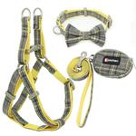 Cotton plaid pet leash collar with snack bag