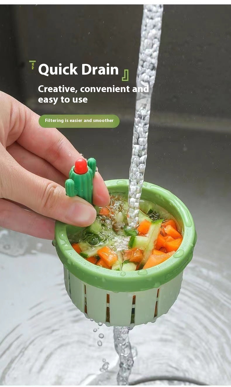 Cactus Sink Drain Strainer Press Automatic Dumping Basket Multi-functional Use Filter Net For Tub Kitchen Waste Collector Kitchen Gadgets