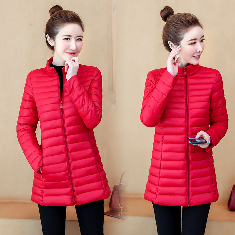 Plus-size Lightweight Slim-fit Mid-length Cotton Jacket