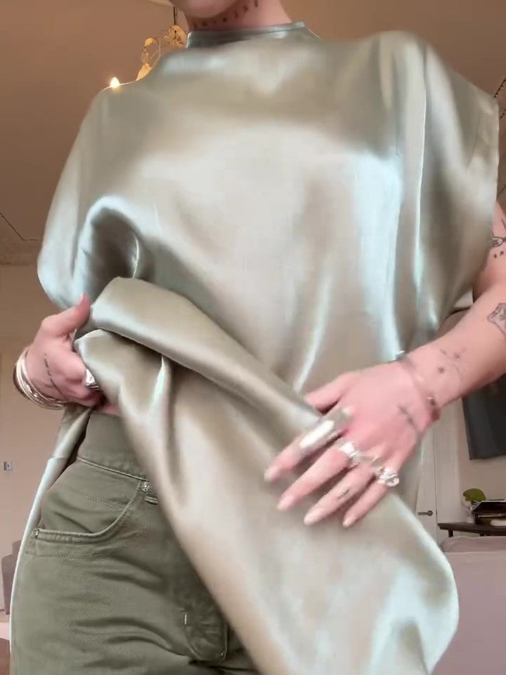 Sparkly Irregular Hem Long Top