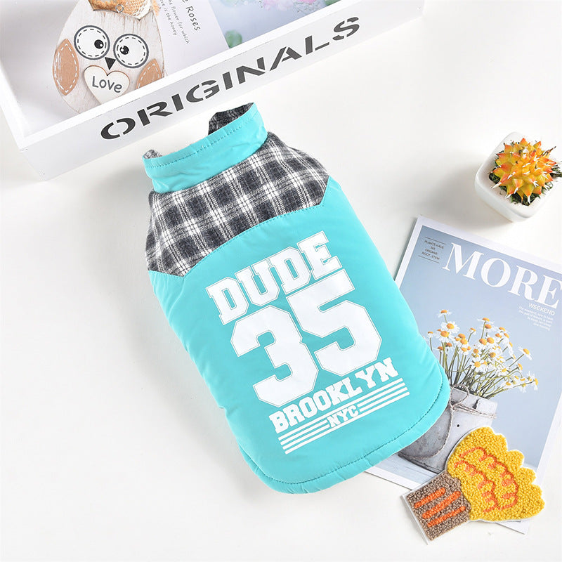 New Teddy Pet Plaid Vest Jacket For Autumn And Winter