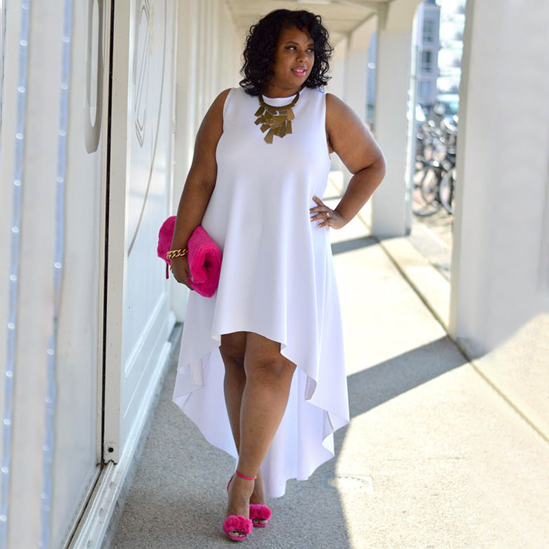 Women's Elegant Plus-Size Sleeveless Sexy Crew-Neck Casual Dress