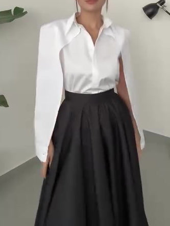White Hollow Sleeve Shirt