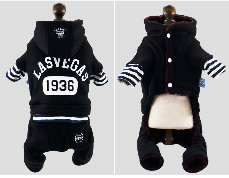 Dog Winter Thick Striped Fake Two-piece Suit