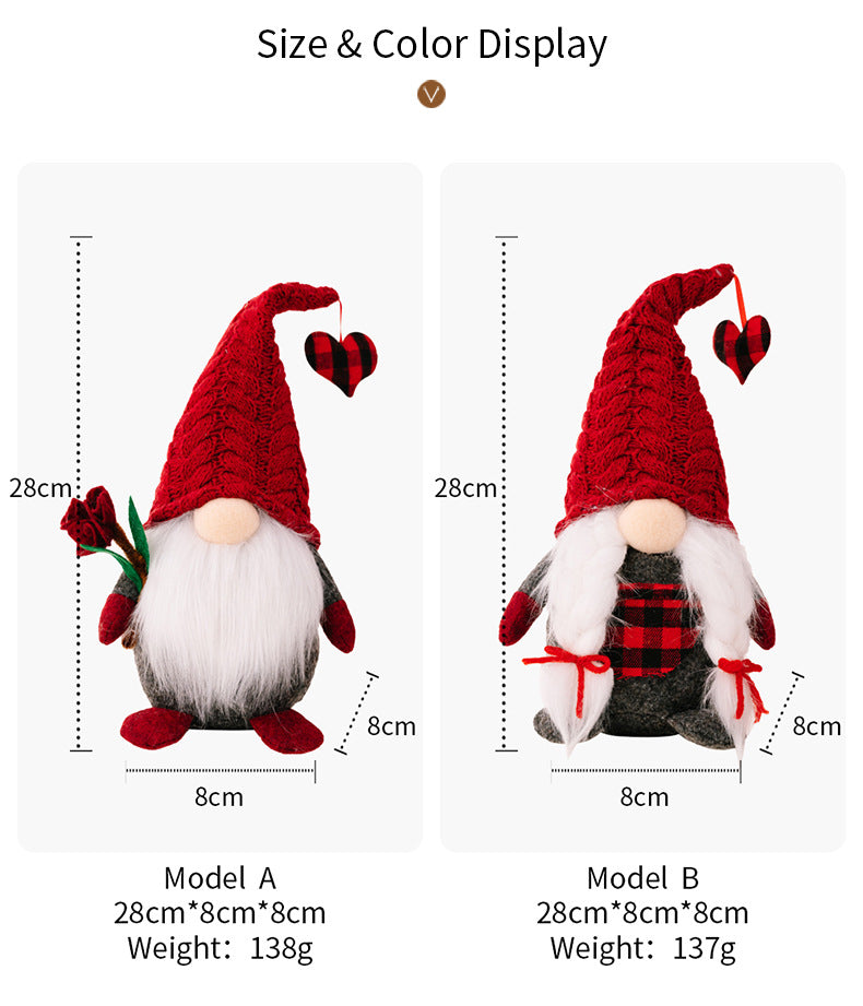 New Valentine's Day Gift Red Knitted Hat Rudolph Doll Ornament