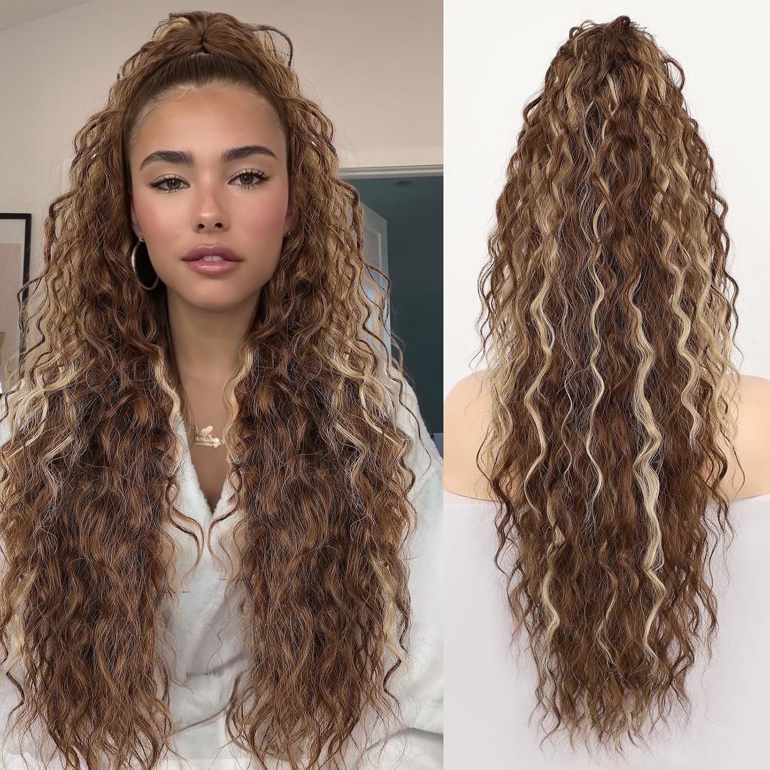 Grip Ponytail Fluffy Long Curly Hair Horse Tail Wig