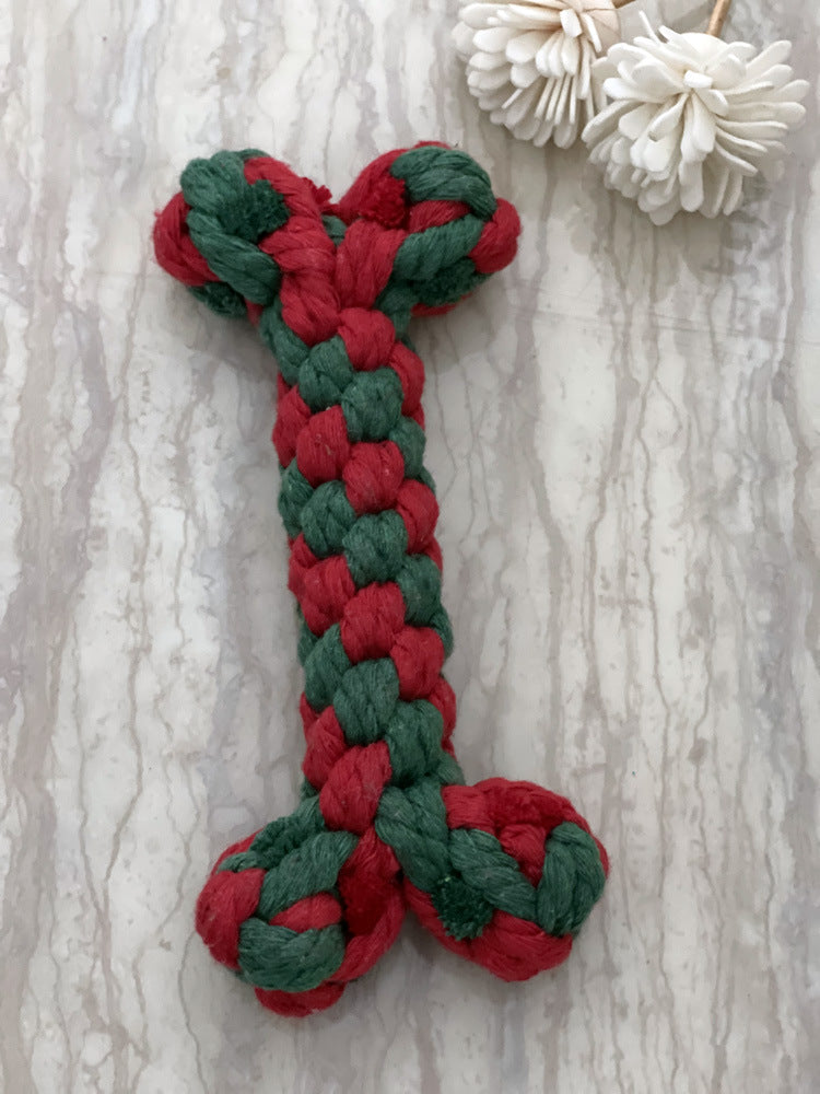 Hand-knitted Christmas Suit Pet Molar Stick