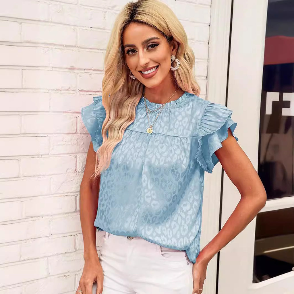 Fashionable And Versatile Women's Top With Ruffle Hem
