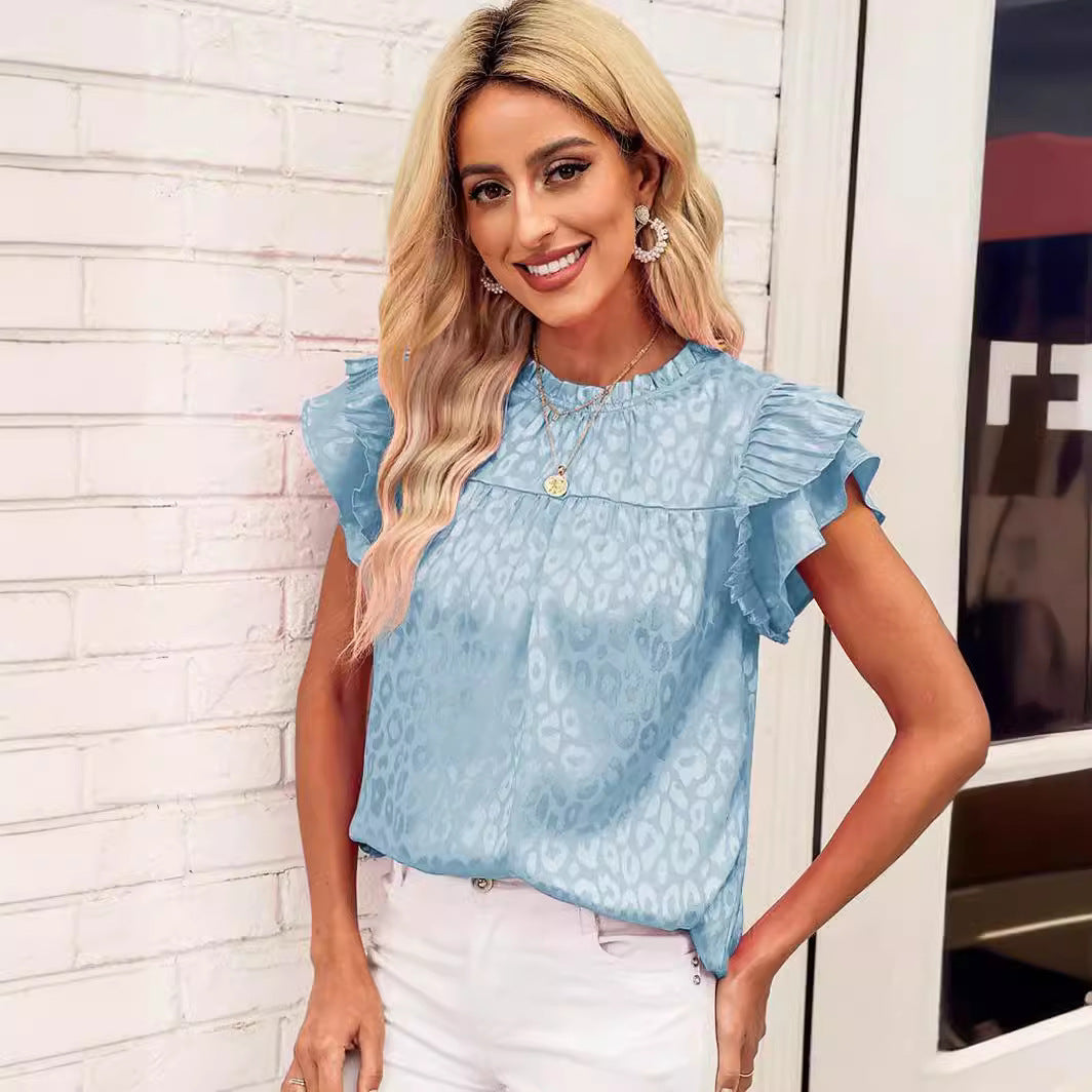 Fashionable And Versatile Women's Top With Ruffle Hem