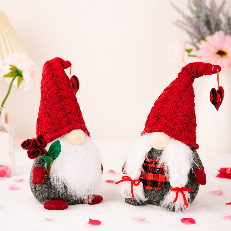 New Valentine's Day Gift Red Knitted Hat Rudolph Doll Ornament