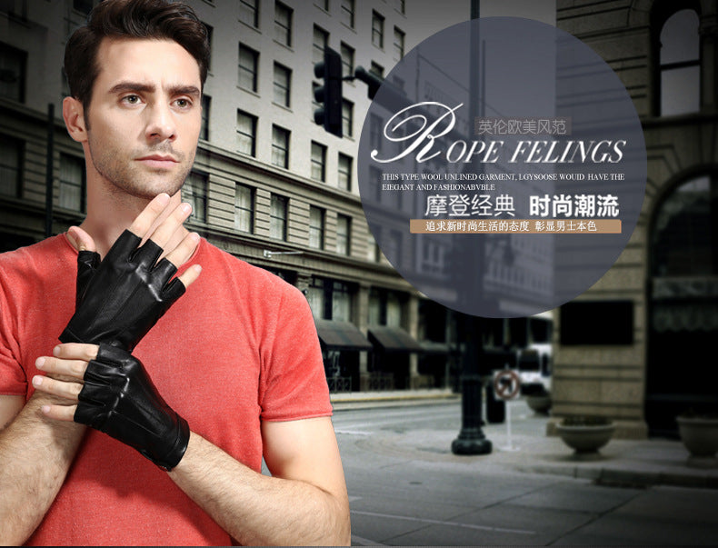 Motorcycle Sheepskin Half-Finger Gloves Men's Summer Thin Driving and Cycling Motorcycle Outdoor Riding Fitness Tactical Fingerless