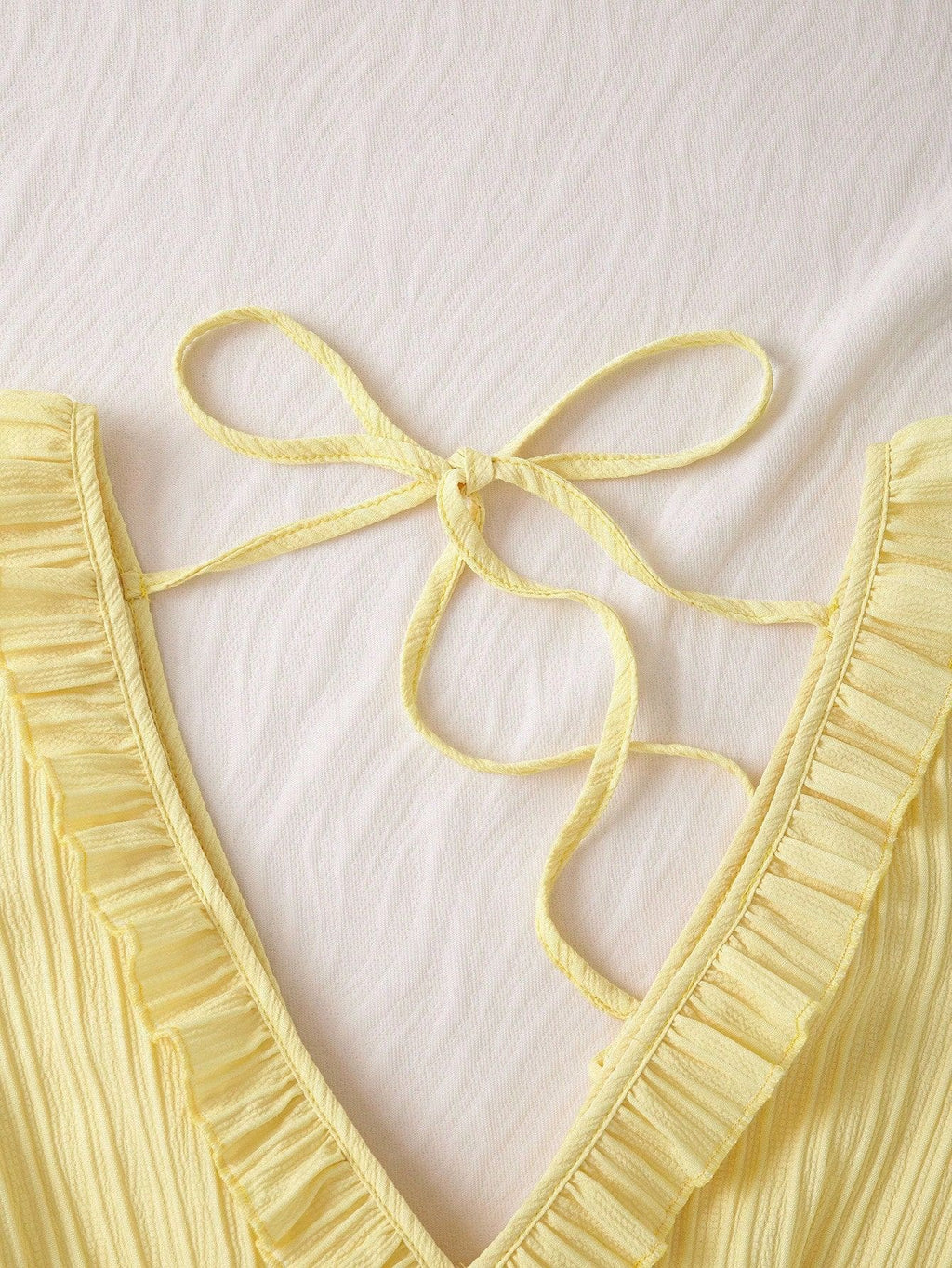 French-Style V-Neck Lace-Up All-Match Dress
