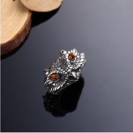 Fashion Vintage Demon Eye Owl Ring For Women  Retro Animal Ring Silver Color Jewelry
