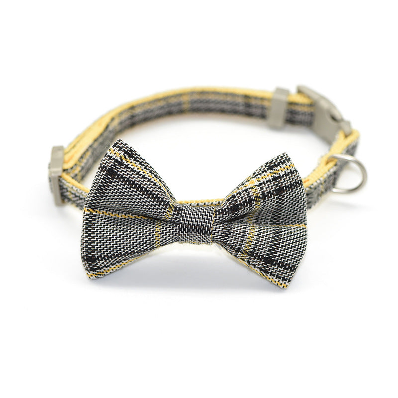 Cotton plaid pet leash collar with snack bag