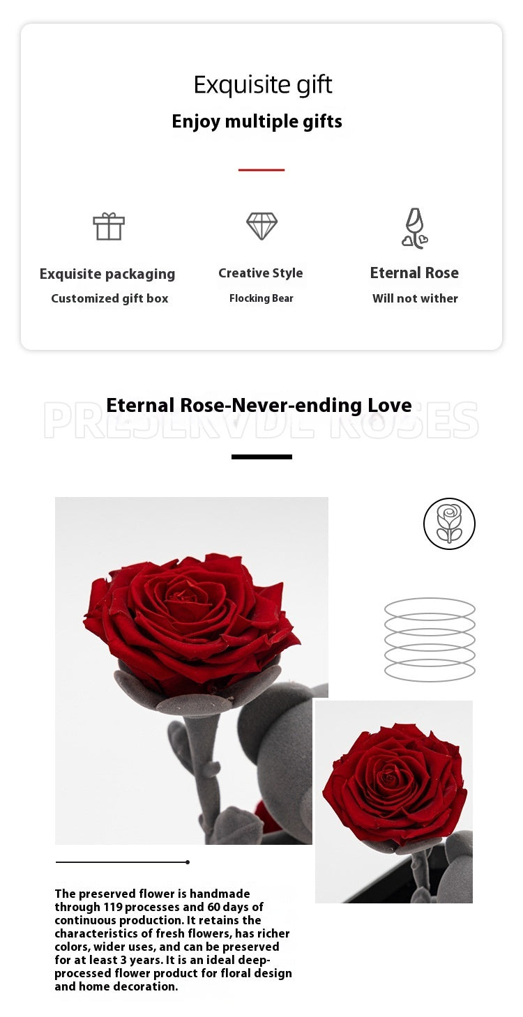 Preserved Fresh Flower Acrylic Gift Box Valentine's Day Dried Flowers