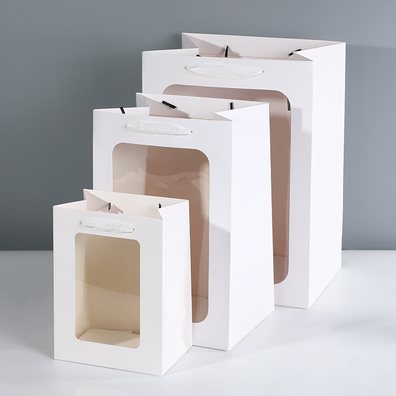 Open Window Transparent Bouquet Gift Bag Holiday Teacher's Day Gift Paper Bag Birthday Doll Gift Packaging Handbag