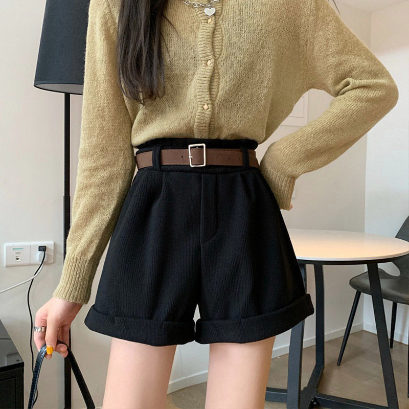 Women's Autumn Winter Corduroy Shorts  Loose Fit Pants