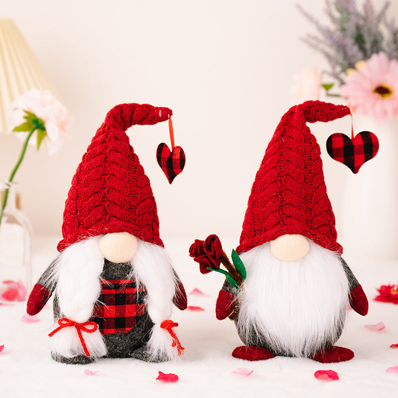 New Valentine's Day Gift Red Knitted Hat Rudolph Doll Ornament